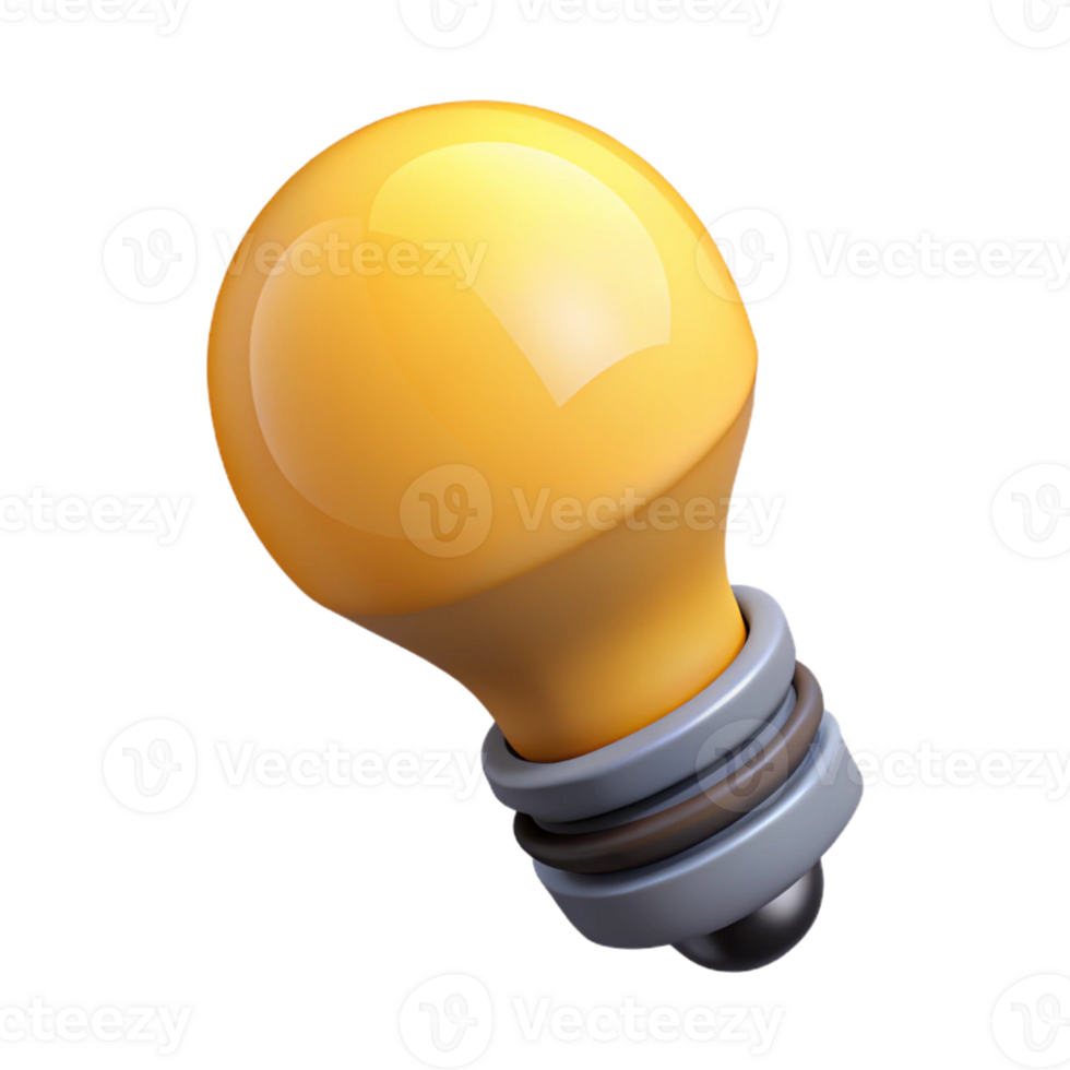 whimsical stunning Isometric lightbulb with filament. Minimal, single-weight stroke with Scalable Design. studio quality png