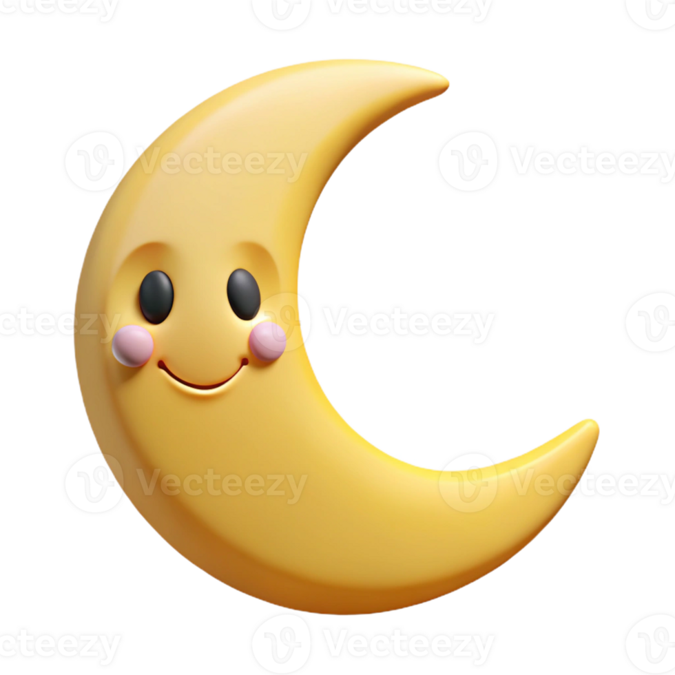 glorious modern Smiling crescent moon character. Clean lines, flat color, crisp edges with Scalable Design. impeccable png