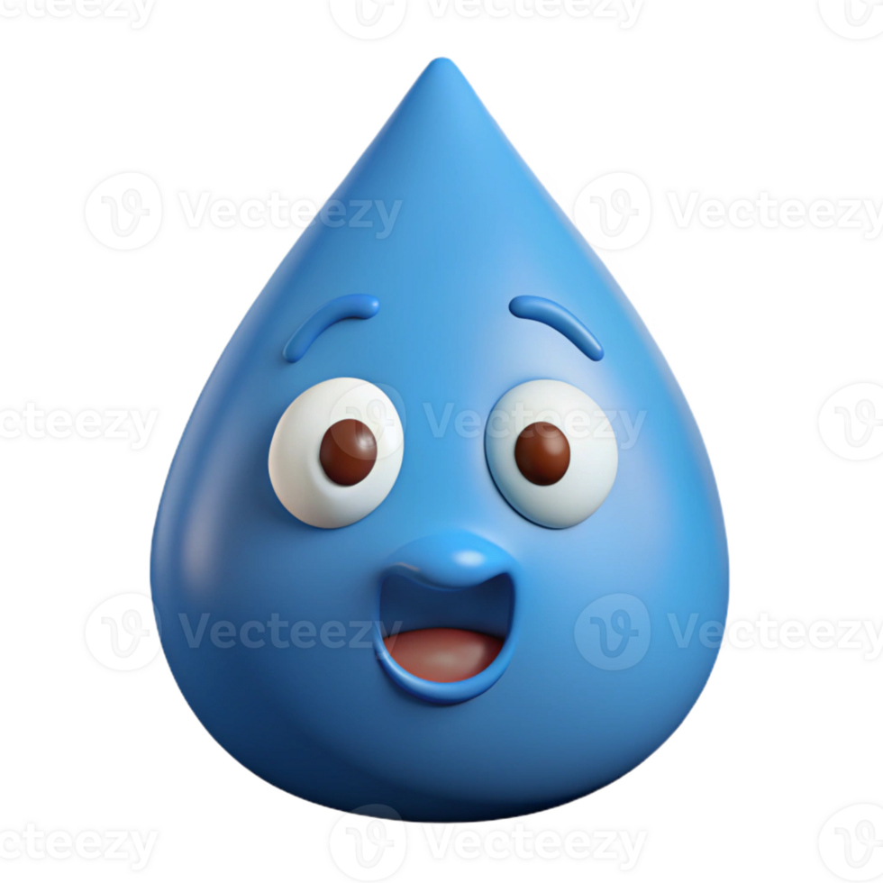 reflective dramatic Upside-down teardrop character with a surprised expression. Flat color, clean lines, single-weight stroke with Scalable Design. high resolution png