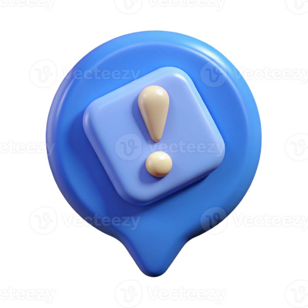 vibrant impressionist Badge shaped like a speech bubble with a simple exclamation mark. Minimal design, with Scalable Design. detailed png