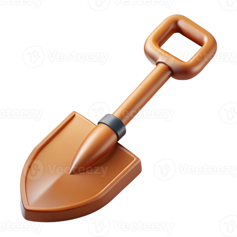 distinctive elegant Scalable isometric shovel, sharp edges, brown with Scalable Design. handcrafted png