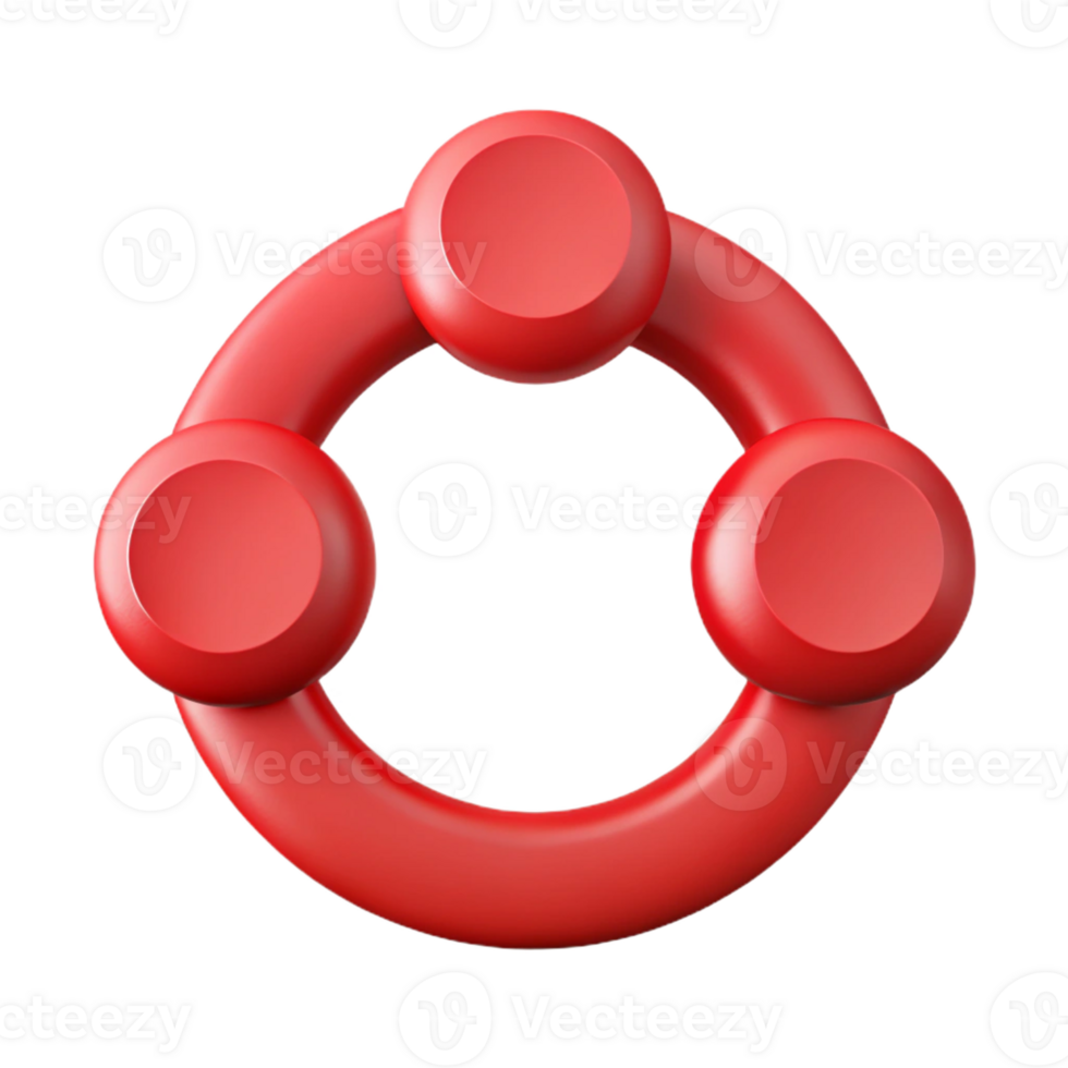 picturesque timeless Minimal design, three connected circles, flat red, crisp edges with Scalable Design. png