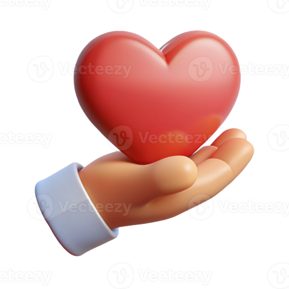 harmonious alluring Silhouette of a hand holding a heart. Flat color, single-weight stroke with Scalable Design. studio quality png