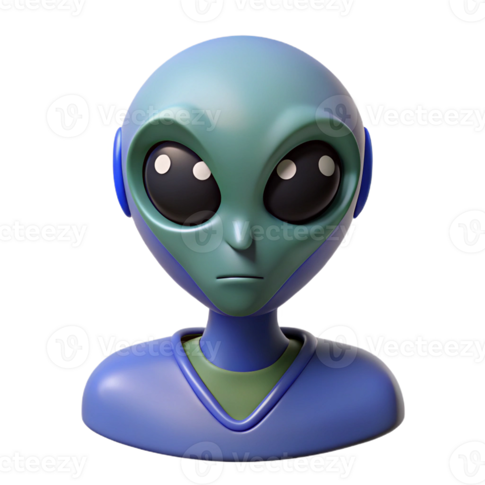 dramatic distinguished A stylized alien with an oval head and three eyes. Clean lines, scalable, flat color with Scalable Design. png