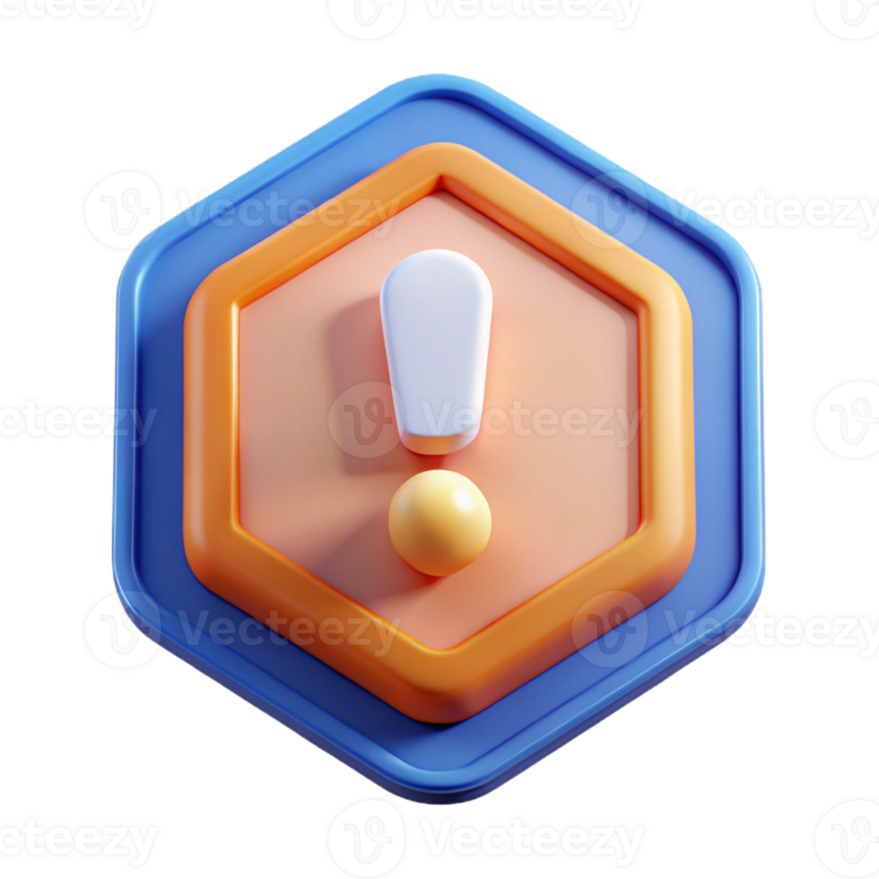 striking memorable Hexagonal badge with an exclamation mark. Clean lines, scalable, single-weight stroke with Scalable Design. png