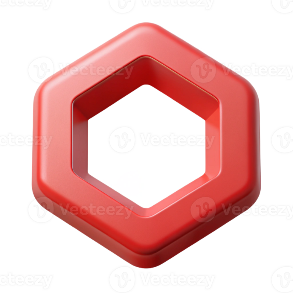 picturesque unparalleled Crisp edges hexagon, flat red, single-weight stroke, symmetrical with Scalable Design. png