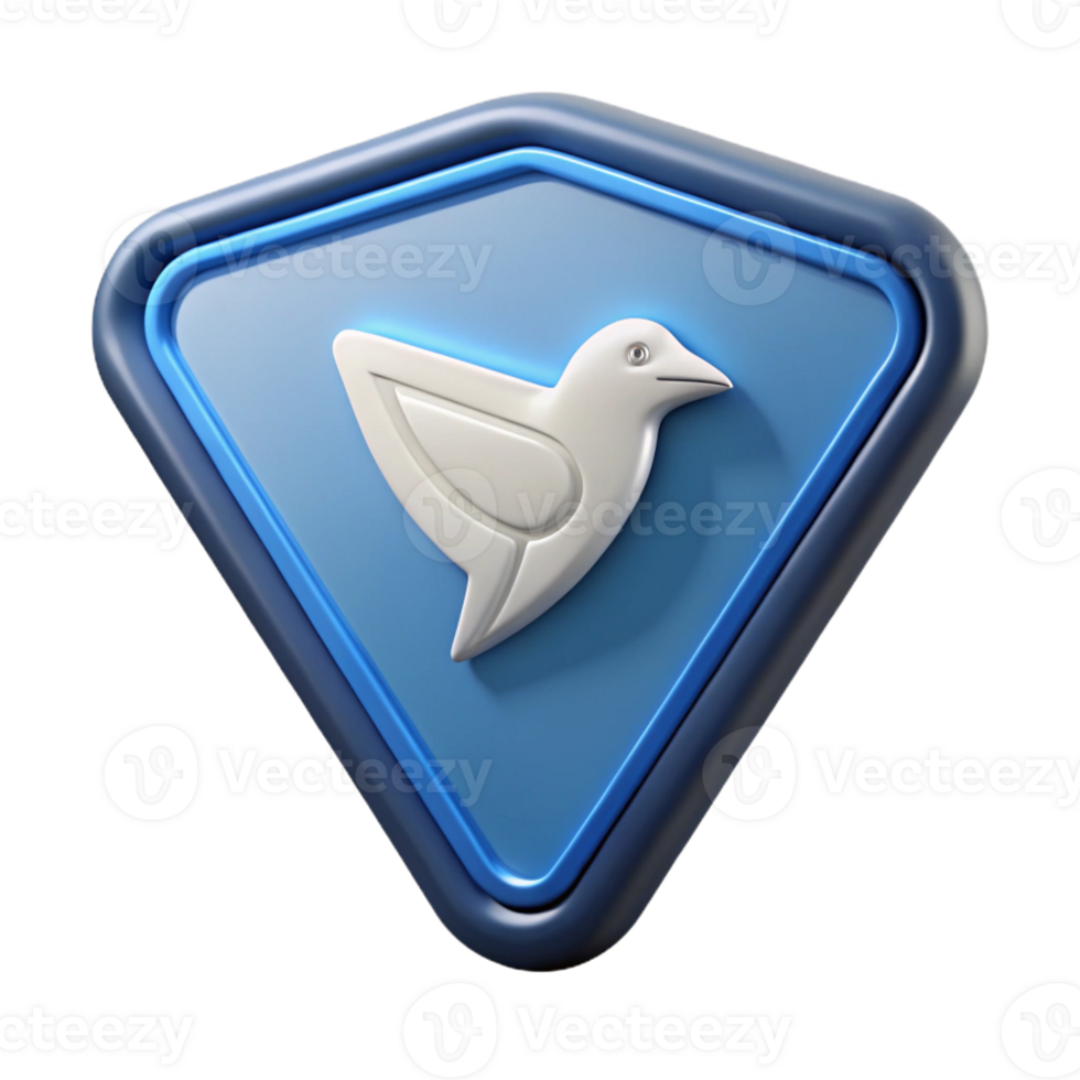 mysterious elegant Triangular badge with a stylized bird silhouette. Flat color, single-weight stroke with Scalable Design. museum quality png