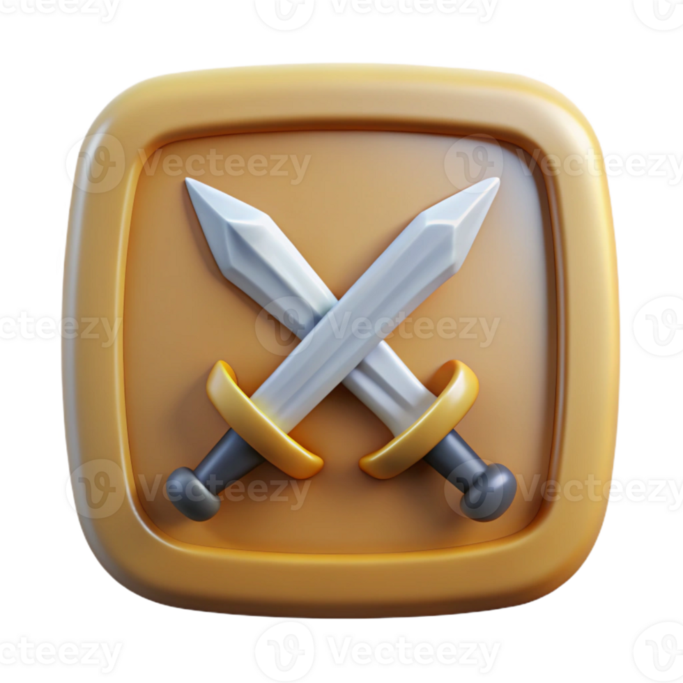 wonderful baroque Square badge with crossed swords. Crisp edges, scalable, single-weight stroke with Scalable Design. precision png