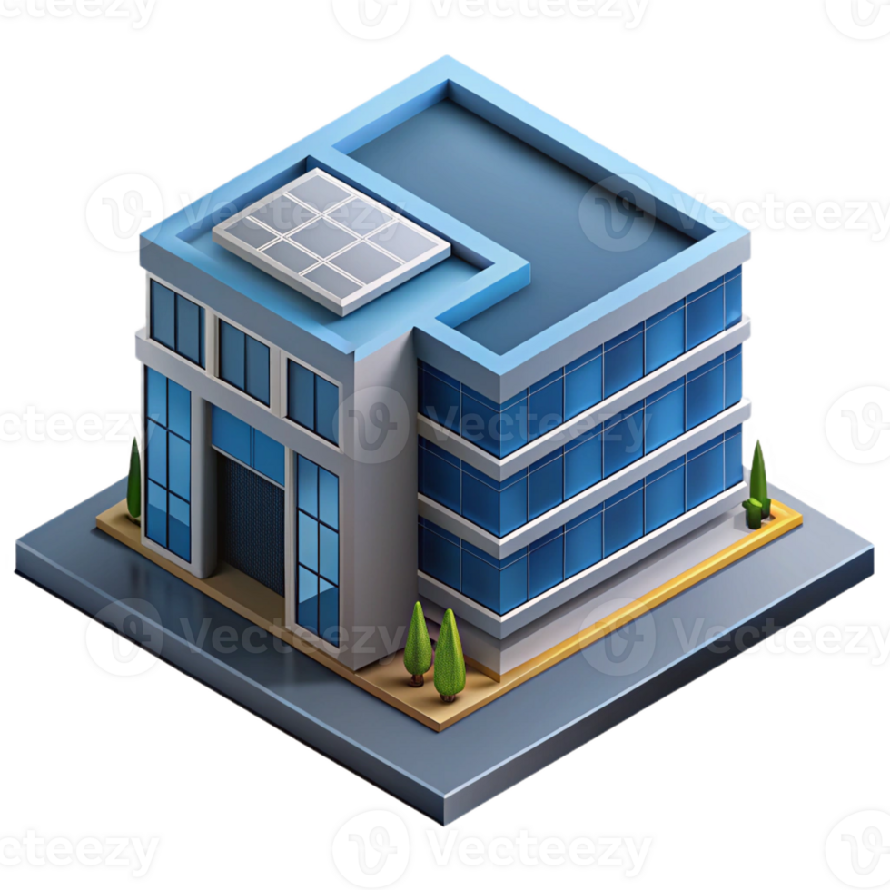 extraordinary distinguished Isometric office building with sharp edges and symmetrical design with Scalable Design. png