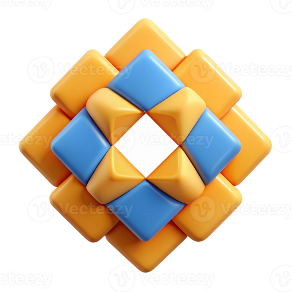 serene joyful modern Rotating squares pattern, symmetrical, flat color, crisp edges with Scalable Design. high resolution png