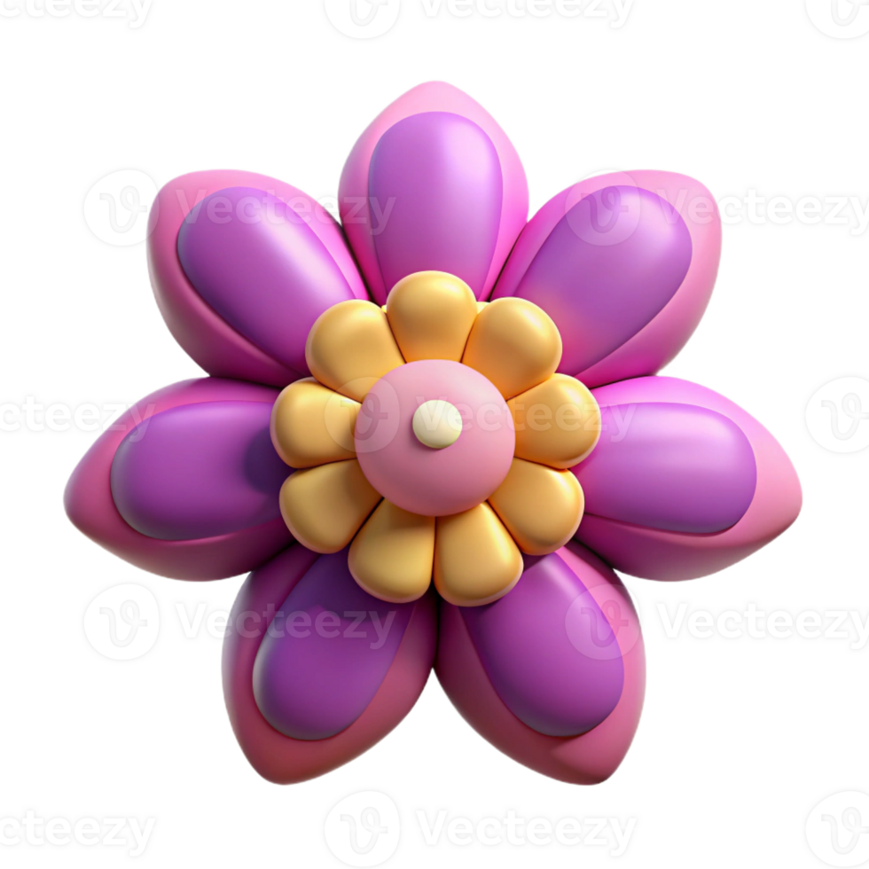 spectacular notable A stylized flower character with rounded petals. Symmetrical, flat color, with Scalable Design. png