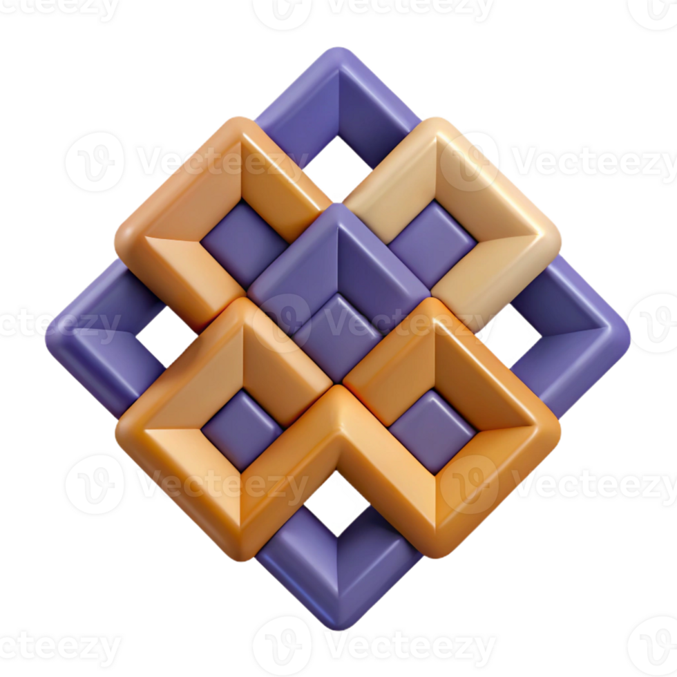 whimsical captivating Geometric pattern of overlapping squares. Single-weight stroke, symmetrical. Flat color with Scalable Design. artisan png