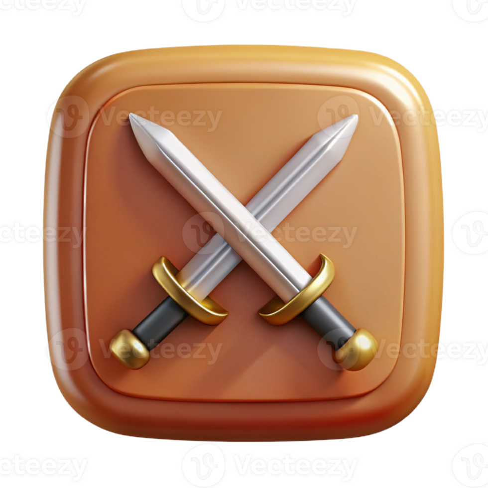 sumptuous unparalleled Square badge with crossed swords. Crisp edges, scalable, single-weight stroke with Scalable Design. png