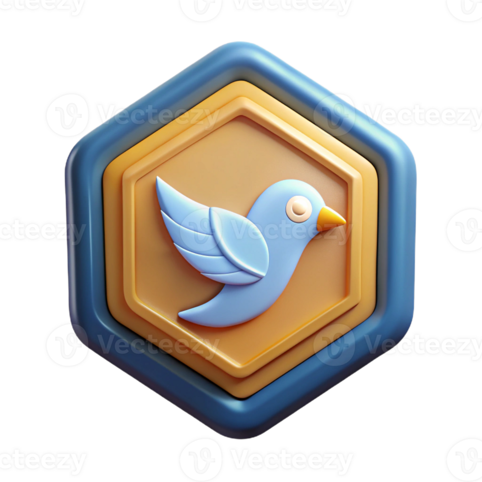 timeless bohemian Octagonal badge with a stylized bird. Single-weight stroke, flat color, clean lines with Scalable Design. flawless png