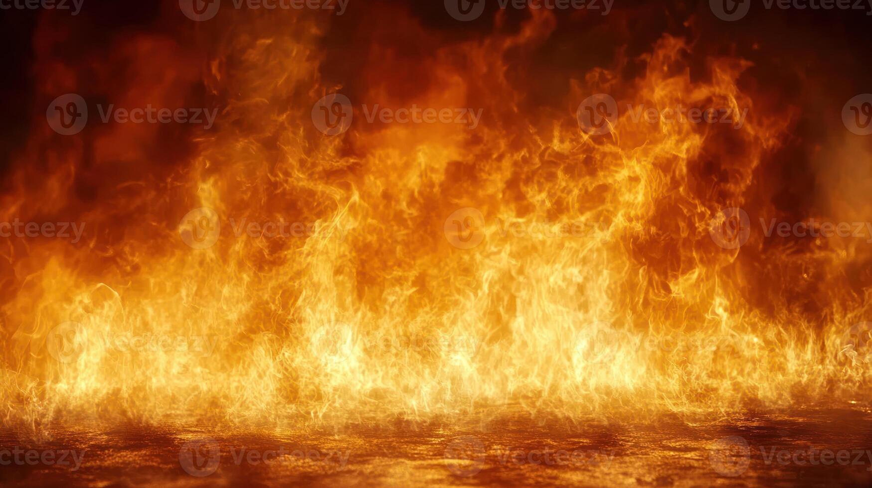 Intense flames dance fiercely, engulfing the surroundings in a vibrant glow photo