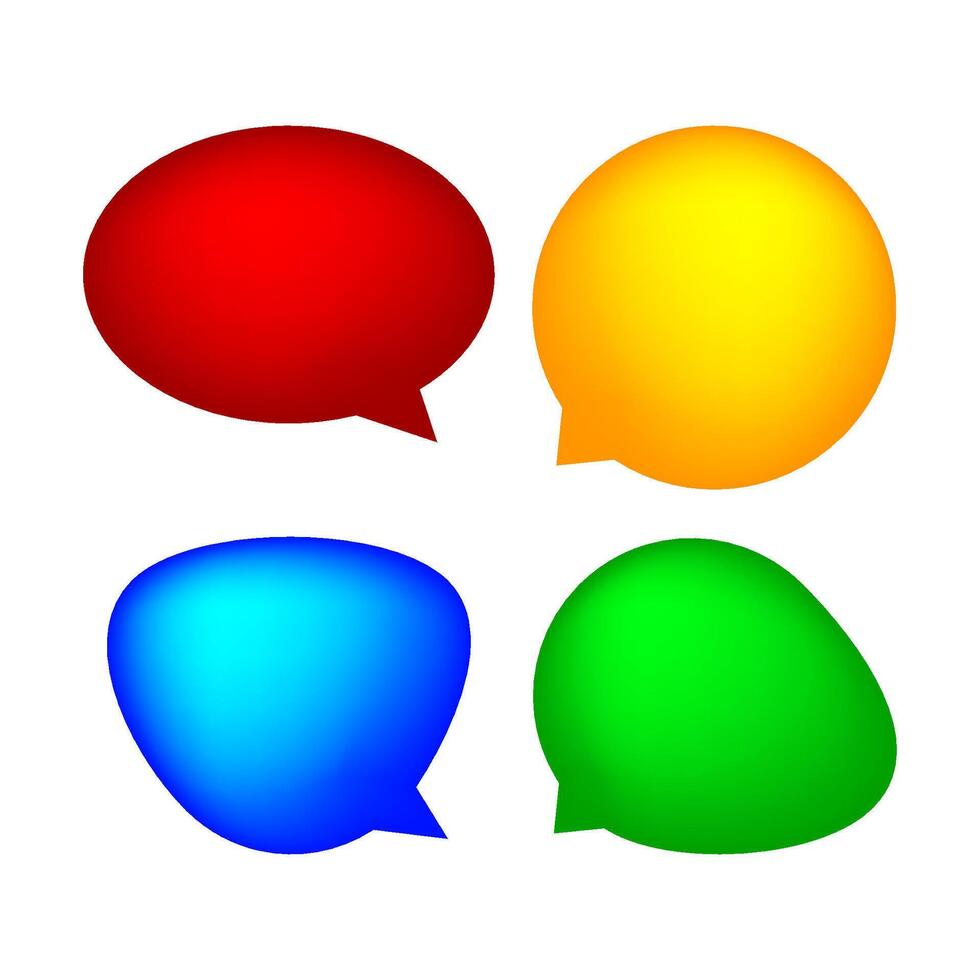 speech bubble for message talk and copy space text, colorful speech bubble isolated on white, label speech bubble red yellow blue and green, template dialog speech signs of communication vector