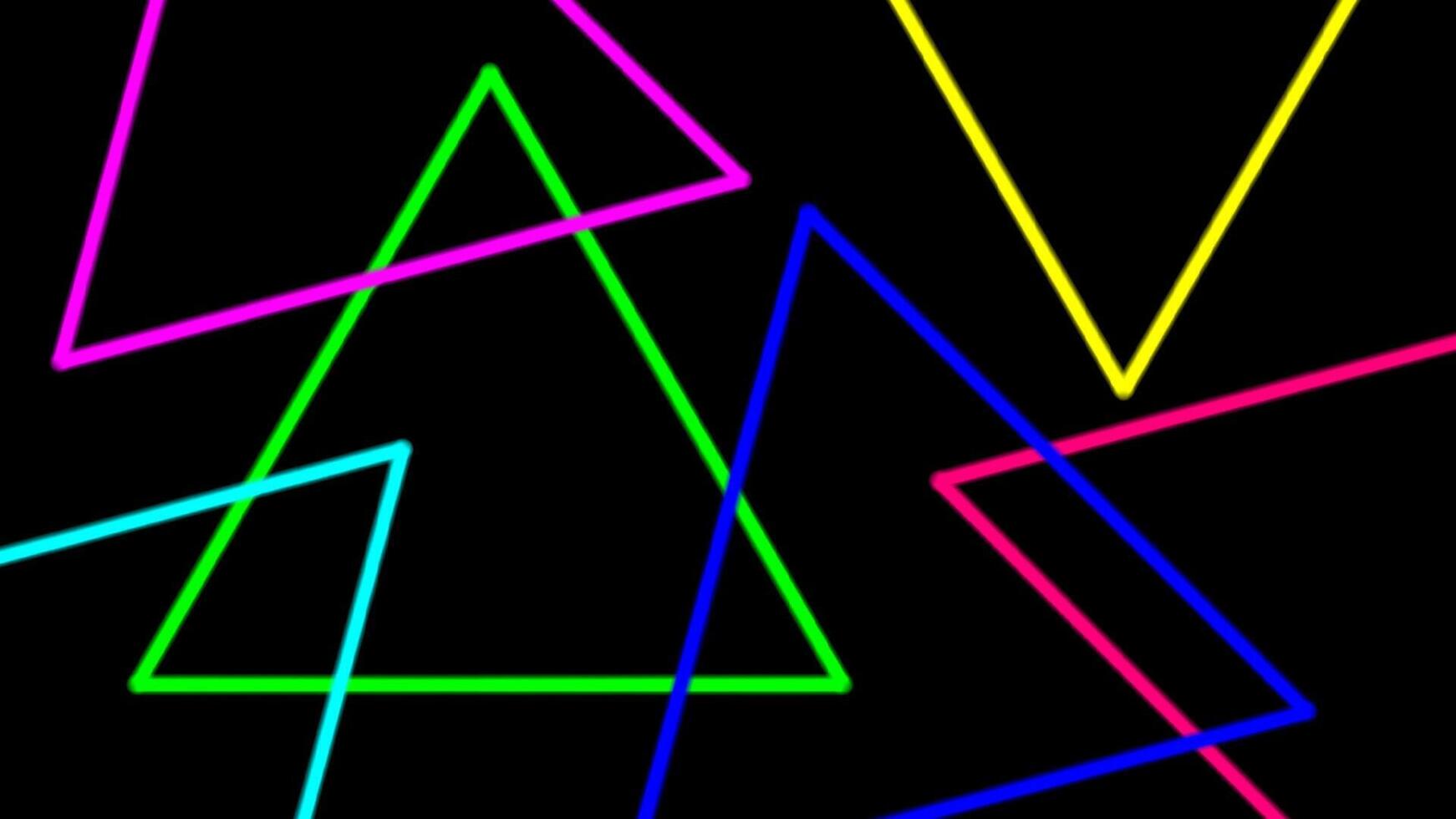 colorful light beam with triangle line shape for background, night light effect on black color, geometric triangle LED light be bright, neon light beam colorful triangle shape for wallpaper graphic vector