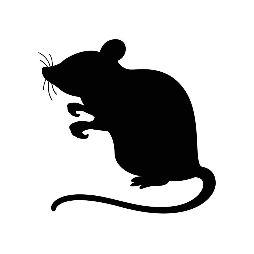 rat black isolated on white background, silhouette of a rat gray black, illustration rat for icon, clip art graphic rat vector