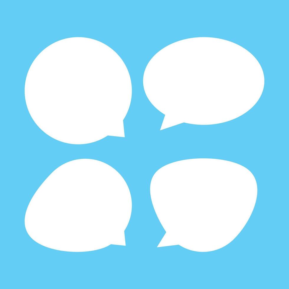white speech bubble isolated on blue, speech balloon ellipse sign for communication symbol vector