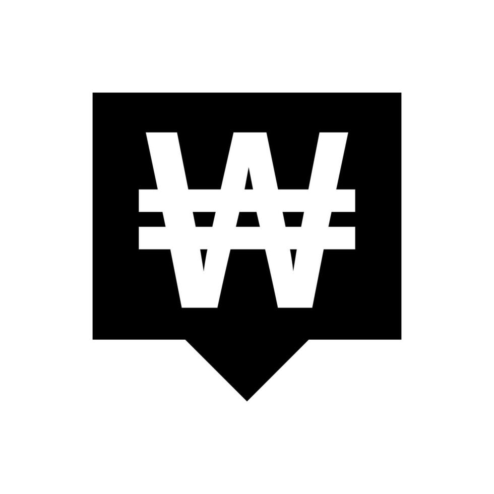 won currency symbol in speech bubble square on white, won money for app symbol, simple flat won money, currency digital won icon for financial concept vector