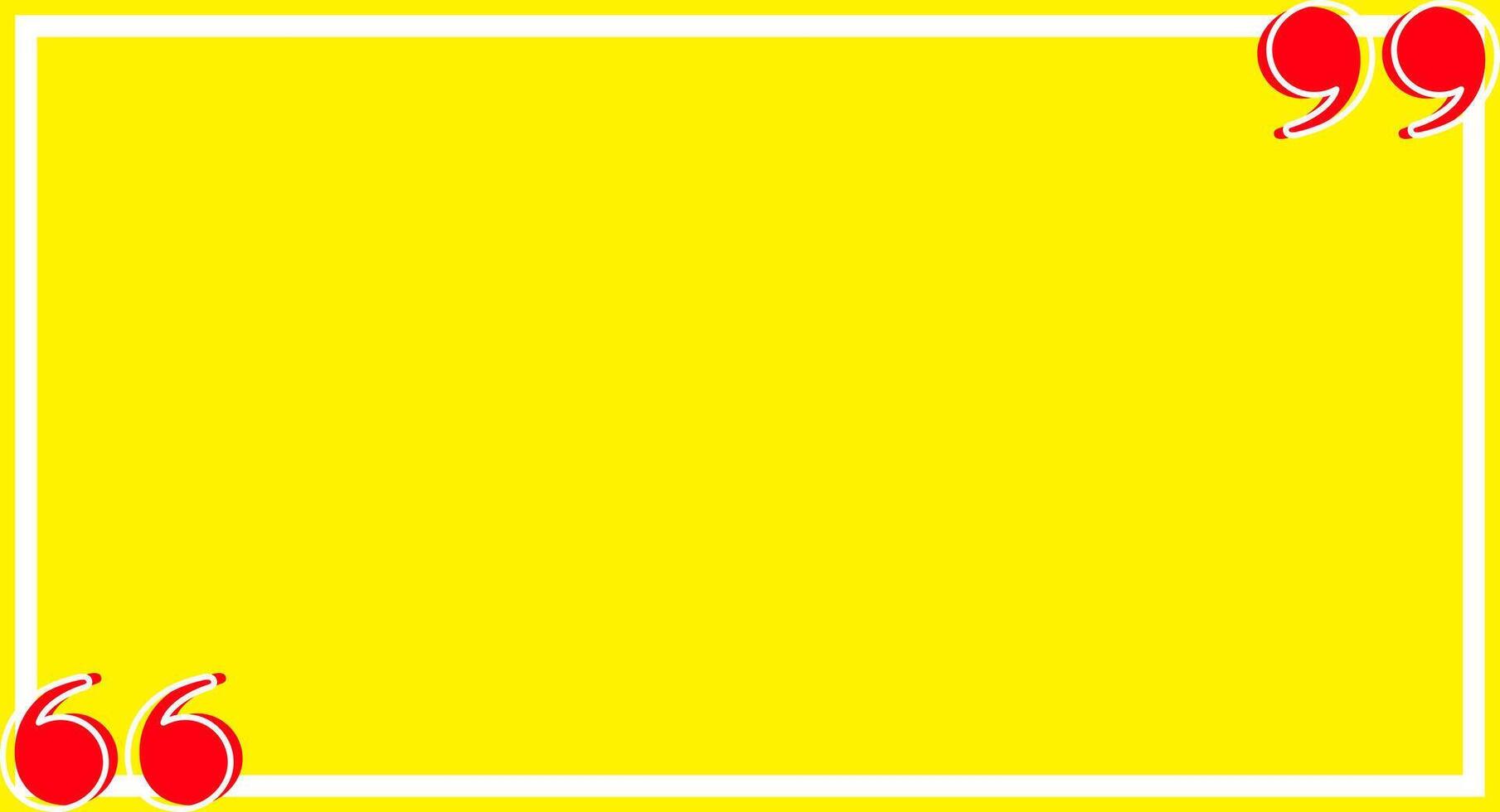 banner frame yellow with red quotation symbol, quote box frame simple and cute, quote boxes for template design text info, speech bubble square frame and bracket red for copy space, commas frame vector