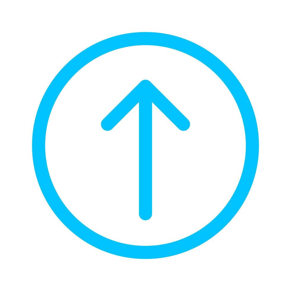 arrow line pointer up in circle blue isolated on white, arrow in circular strokes for direction, arrows button simple graphic, line arrow symbol in circle for ui app, arrowhead symbol for interface vector