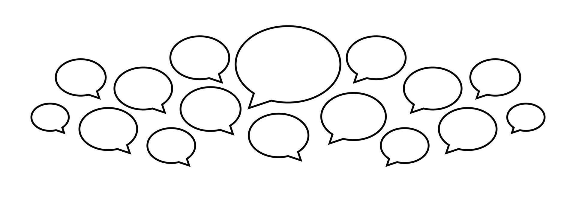 speech bubble ellipse many isolated on white for copy space, balloon message icon for chat and talk speak, speech bubble frame line for talk communication concept vector