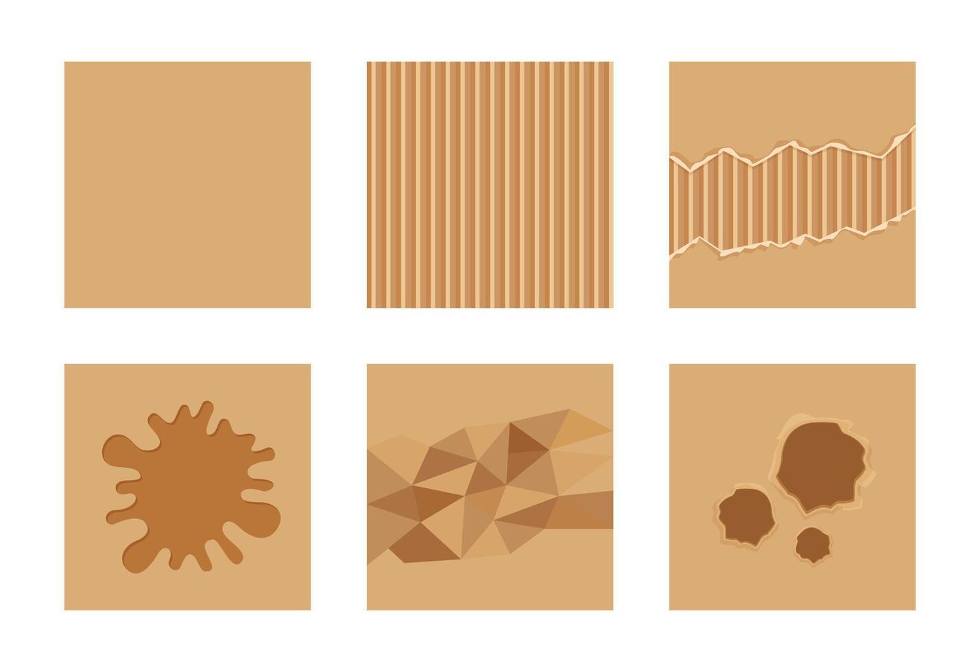 corrugated box textured set of paper torn, wet corrugated, cardboard box with hole, crumpled crate box texture, cardboard boxes brown for materials concept, raw material of paper cardboard box vector