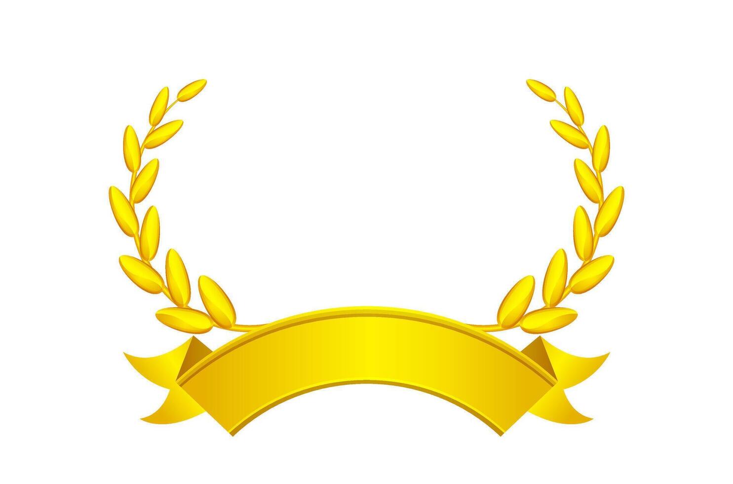 golden laurel wreath and ribbon isolated on white, circle frame gold laurel wreath icon, vintage gold ribbon and gold laurel wreath luxury for ornament royal king crown or queen vector
