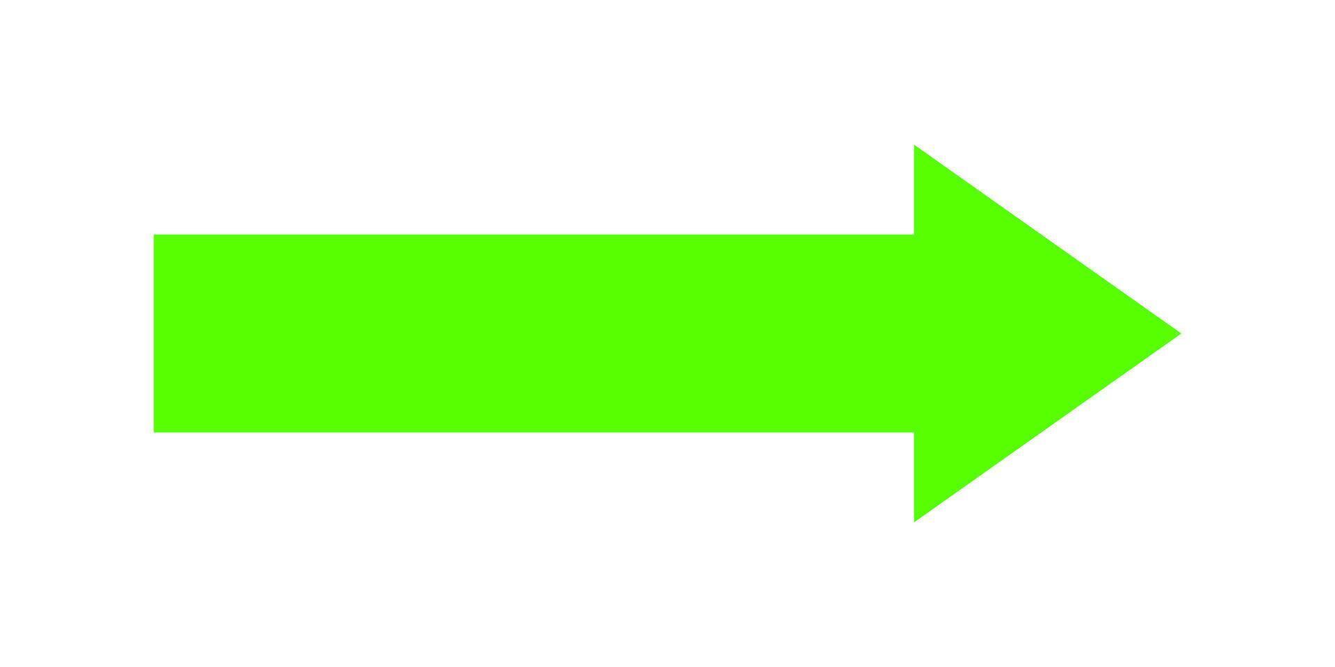 green arrow glowing color for icon isolated on white, arrow green pointer right symbol for direction, simple arrow pointing right for navigation, arrow cursor for digital upload icon vector