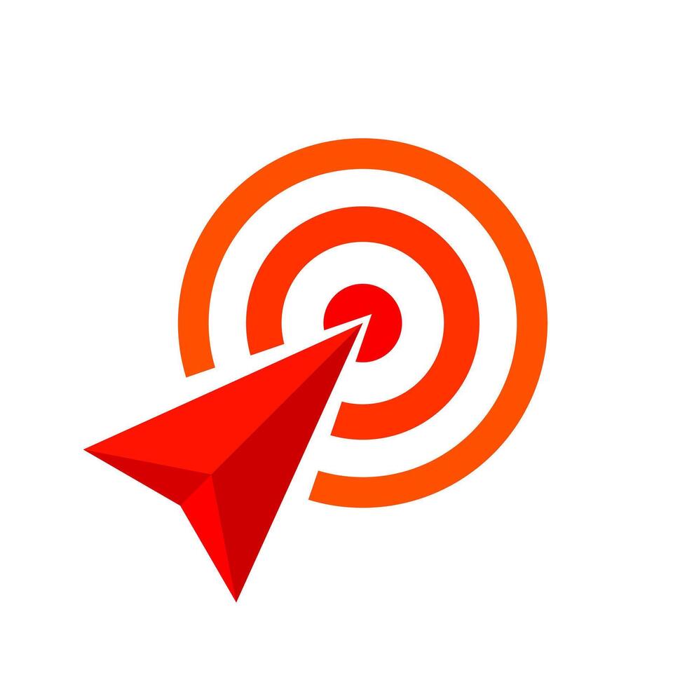 red arrow of goal symbol, the arrow red concept is symbolizes goal and success, red arrow logo vector