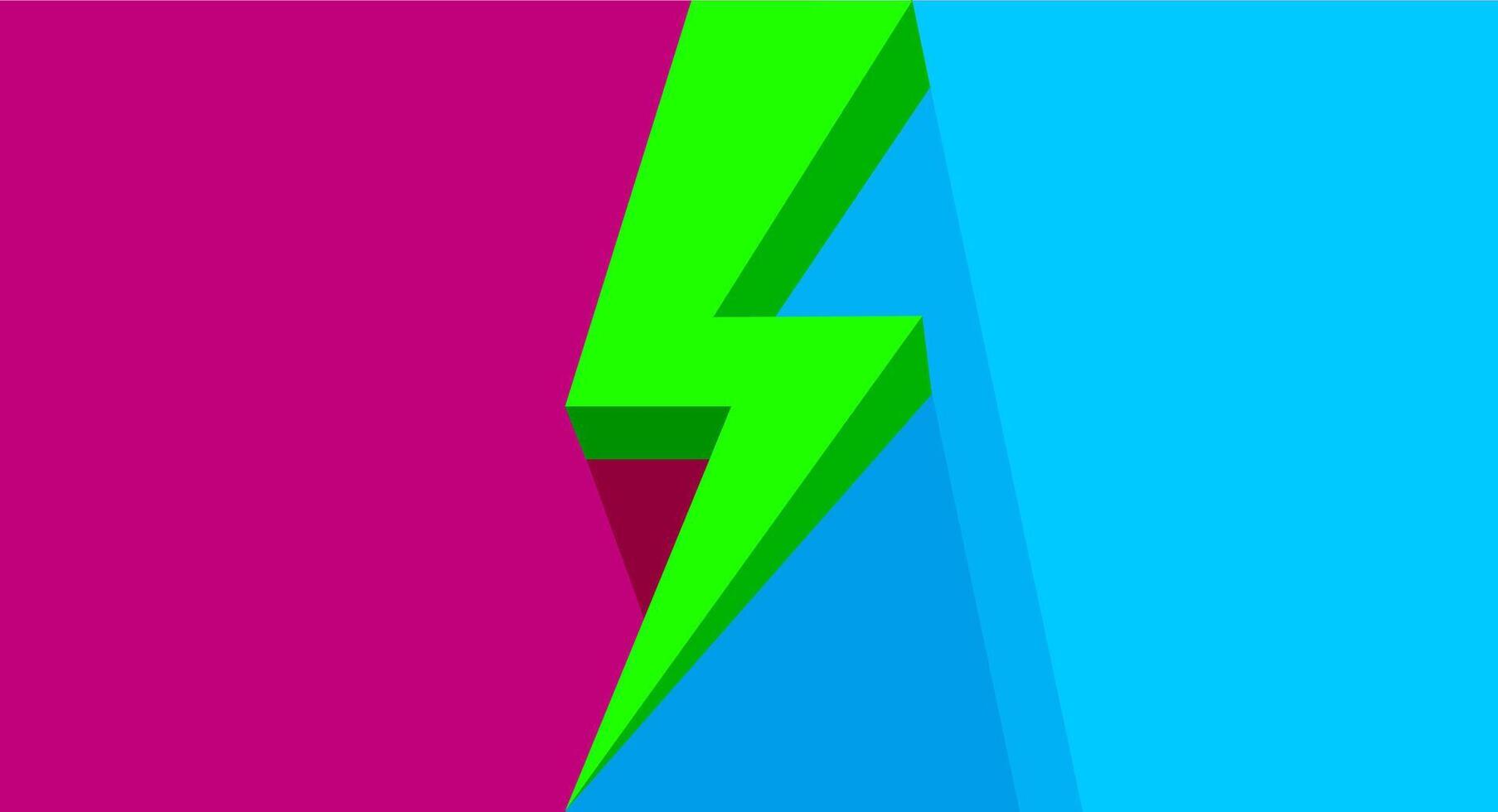 green thunder on purple blue bright for banner copy space, flash sales graphic template for vs concept, thunderstorm symbol for advertising compare, icon shock for flash sales banner promotion ad vector