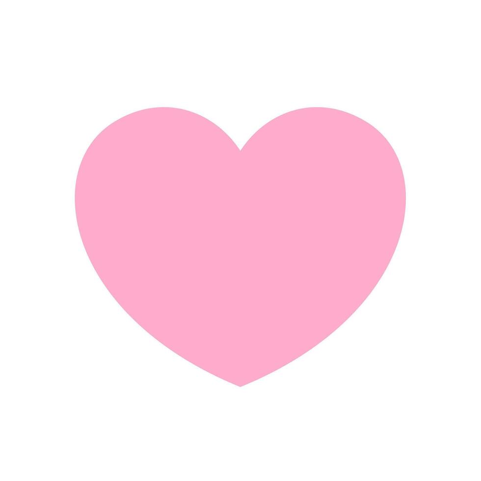 heart shape pastel pink isolated on white background, heart-shaped flat icon symbol, pink heart shape for decoration valentine's card, heart shape simple shape vector