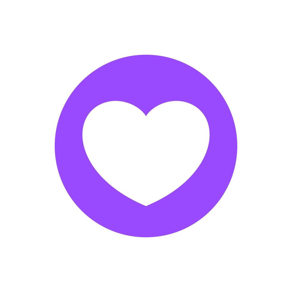 heart shape icon simple in circle purple, heart symbol for button graphic, passion or romantic icon, heart shape element sign for valentine's day and wedding card, happy love symbol vector