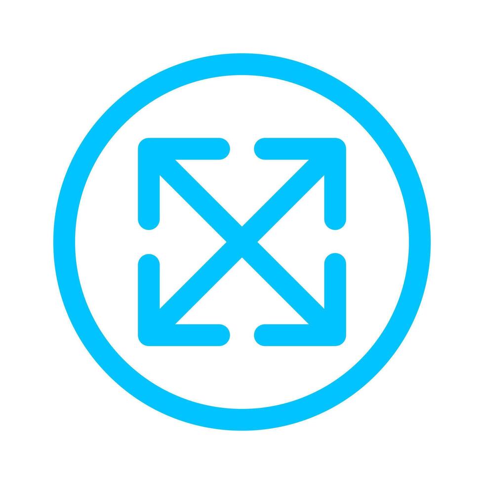 cross arrow line in circle for button direction, arrow pointer, arrows in circular strokes blue, arrows button simple graphic, line arrow for ui app, circular arrowhead symbol for icon interface vector