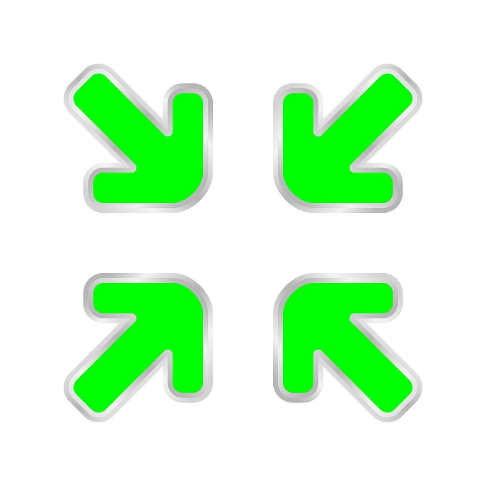 green expand arrow icon isolated on white, arrows pointing zoom in, expand arrow icon for resizes, drag arrow for all direction app, arrows pointer cursor of mouse symbol, expanding icon interface vector