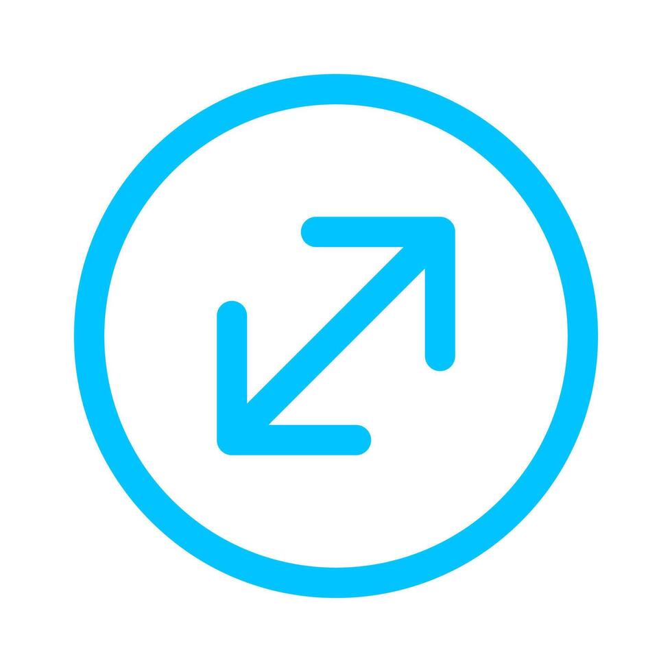 arrow line pointing right up and down in circle blue isolated on white, arrow in circular strokes for direction right up down, arrows button simple, arrow symbol circle for ui app, arrowhead pointer vector