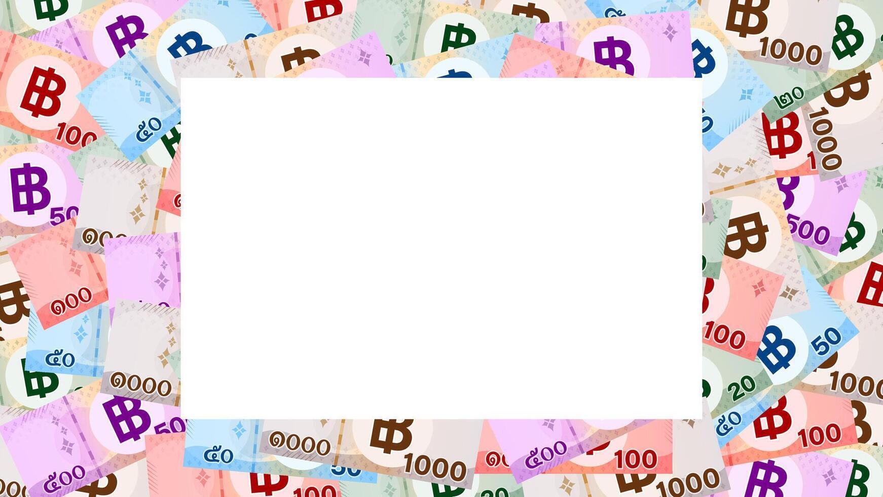 thai banknote money baht and white space for banner, thai currency THB for background, money thailand baht flat style in top view, illustration paper money graphic, bank note and copy space background vector