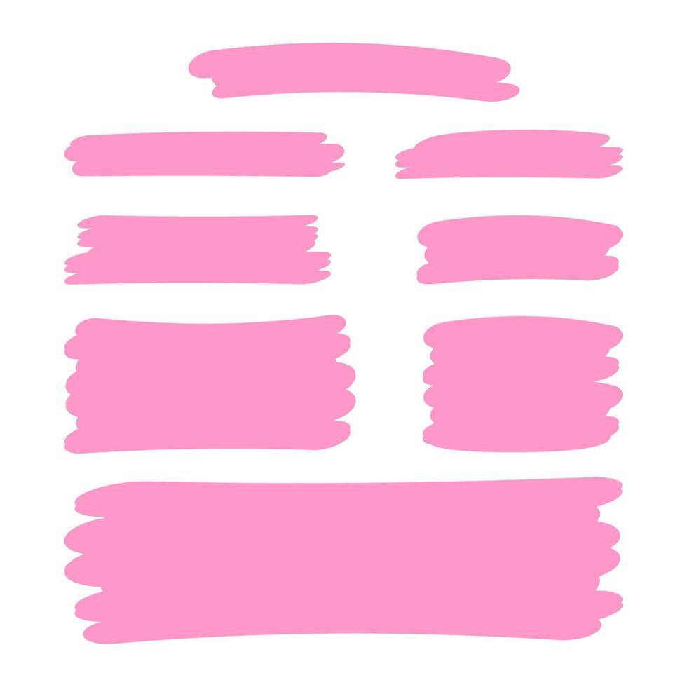 pink stripes brush paint for scribble marker, brushstroke painting pink pastel soft color, pink watercolor brush art, paintbrush pink strip paint vector