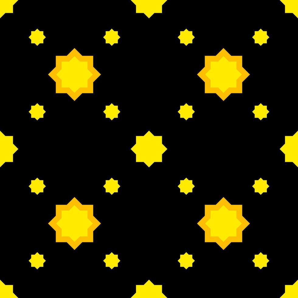 star seamless pattern on a black background, star shape geometric and repeat pattern vector
