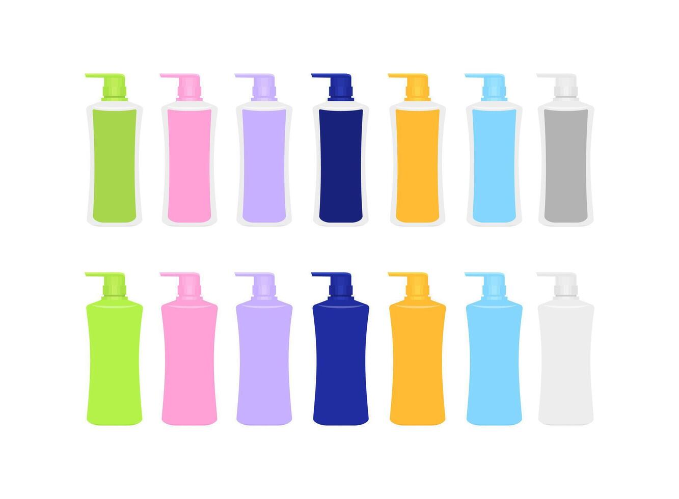 mock-up bottle plastic packaging, bottle collection of cosmetic container design, template blank bottle for label graphic, empty bottle for lotion, shampoo, cream or soap gel product vector