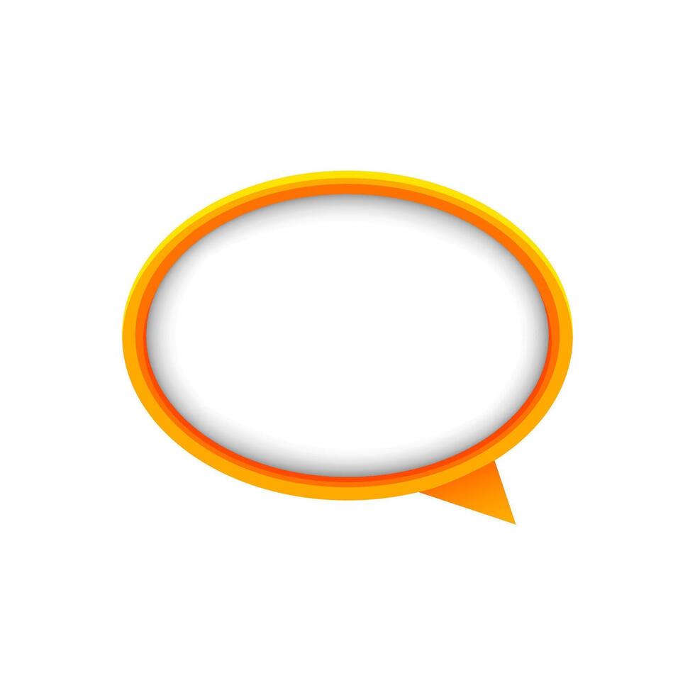 speech bubble orange ellipse isolated on white, bubble chat sign for icon speak or talk, balloon speech for message copy space text, dialog box chat symbol vector