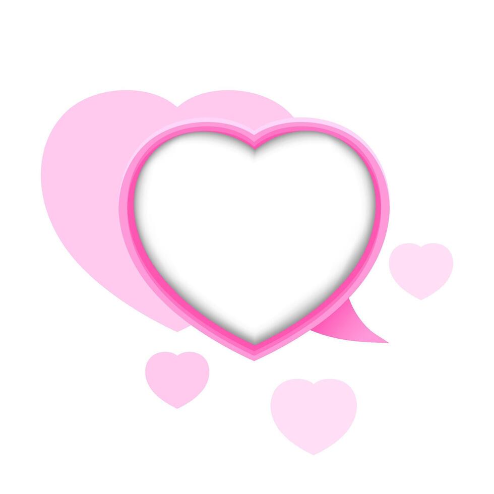 beautiful heart shape frame for copy space text, template valentine card with heart shape soft pink pastel, speech bubble heart shape for love card background, dialog speech paper in heart shape vector