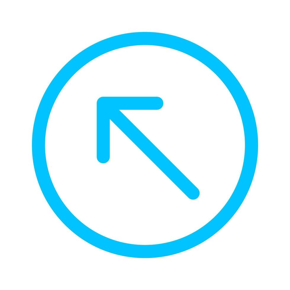 arrow line pointing left up in circle blue isolated on white, arrow in circular strokes for direction left up, arrows button simple, arrow symbol circle line for ui app, arrowhead pointer up vector