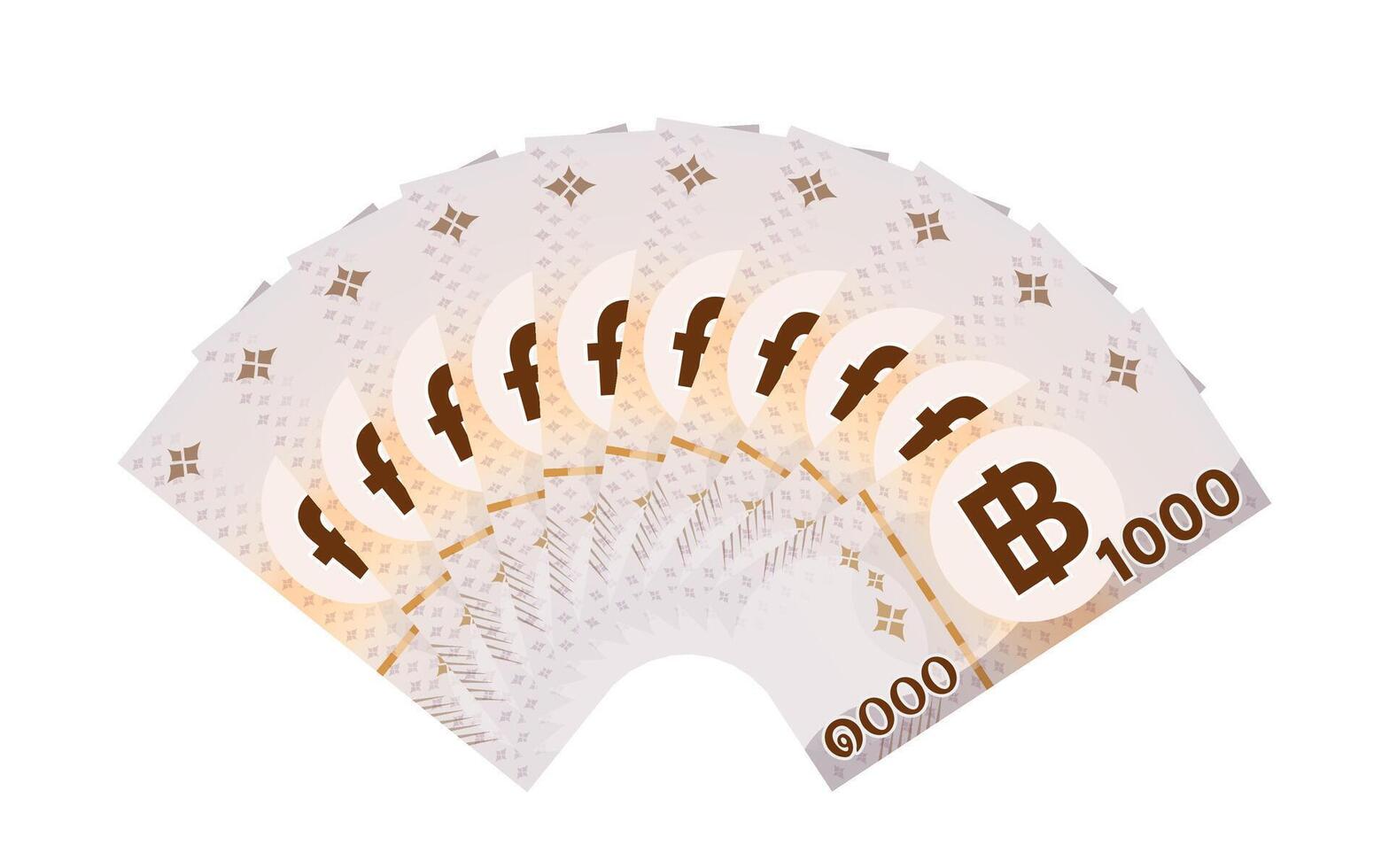 banknote money 10,000 baht thai isolated on white, thai currency ten thousand THB concept, money thailand 1,000 baht for flat icon style, illustration paper money with B symbol graphic vector