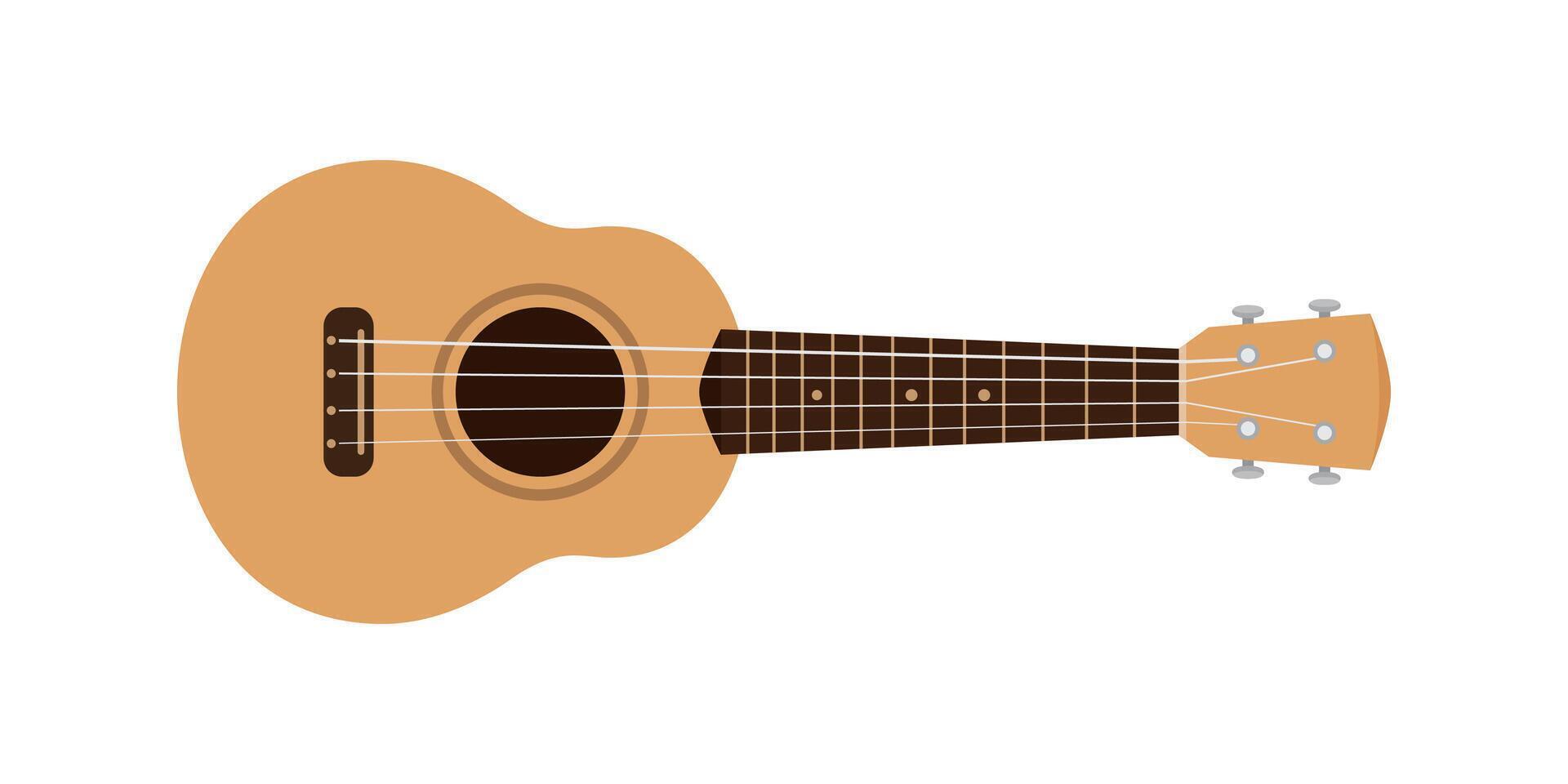 ukulele cute isolated on white, small ukelele brown pastel color for flat icon, realistic ukelele for classical music play, ukulele classic retro style in holiday summer concept, small guitar vector