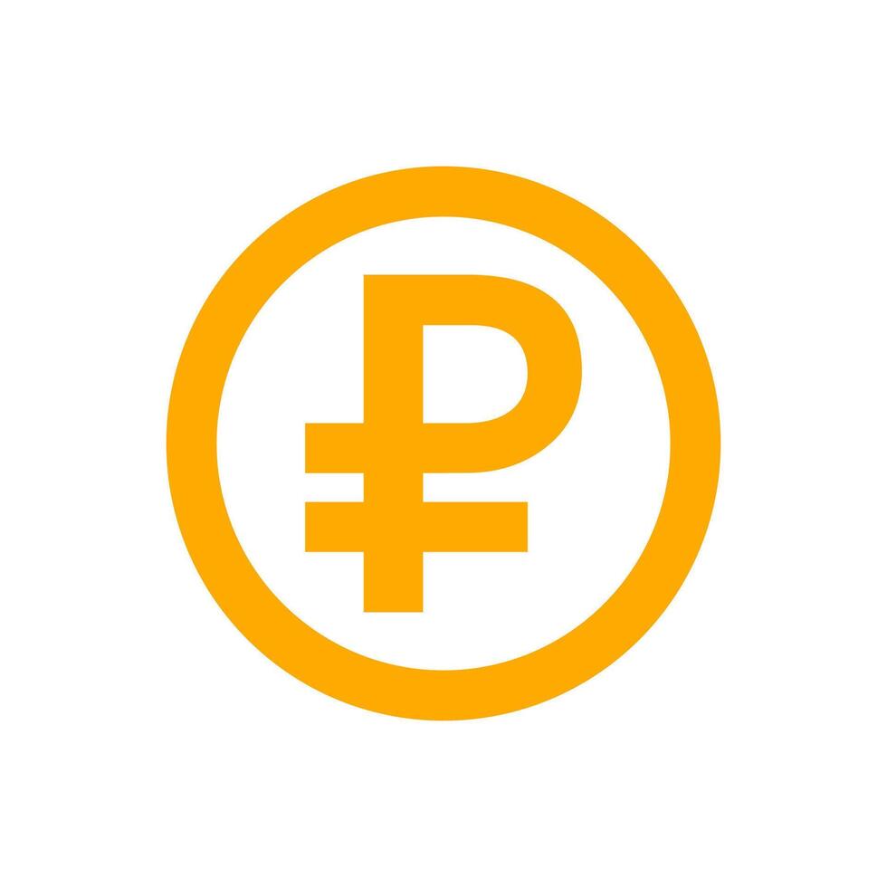ruble currency coin orange for icon isolated on white, russia ruble money for app symbol, simple flat russian ruble money, currency digital ruble coin for financial concept vector