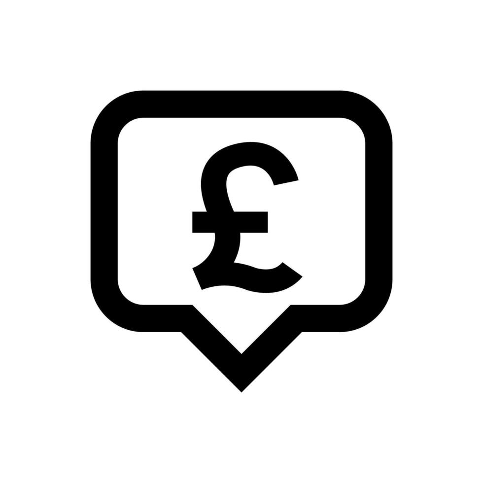 pound currency symbol in speech bubble square shape for icon, pound money for app symbol isolated on white, currency digital pound icon for a financial concept vector