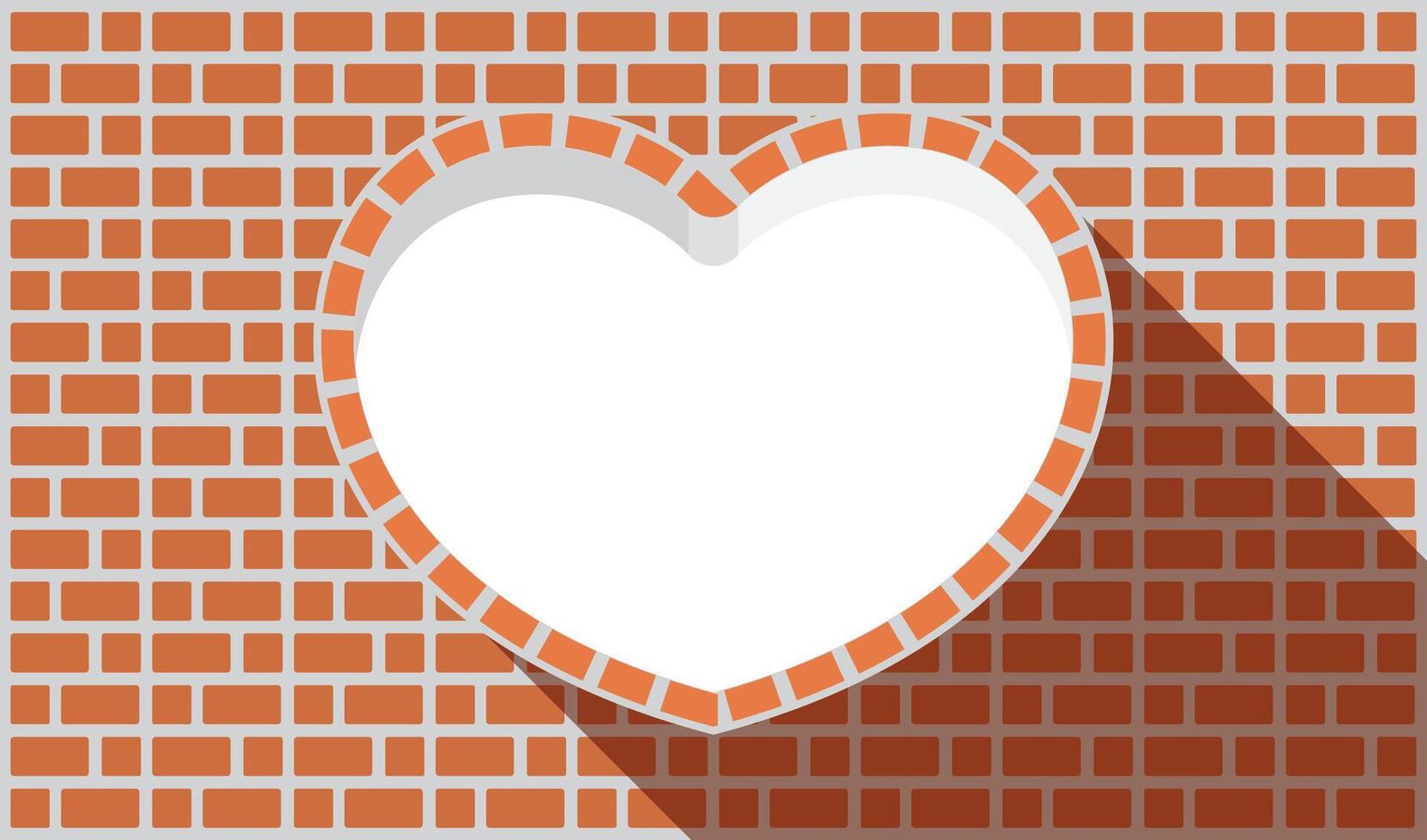 wall red brick pastel color with heart shapes frame for background, heart frame with brick concrete on wall red brown brick backdrop, frame pattern brick heart shaped box for copy space valentines ad vector
