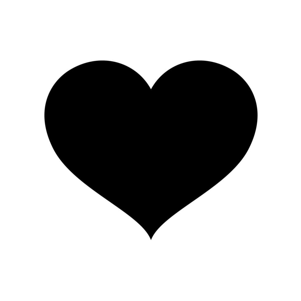 heart shape black isolated on white, heart-shaped flat icon symbol, black heart shape for decoration valentine's card, heart shape for logo graphic design vector